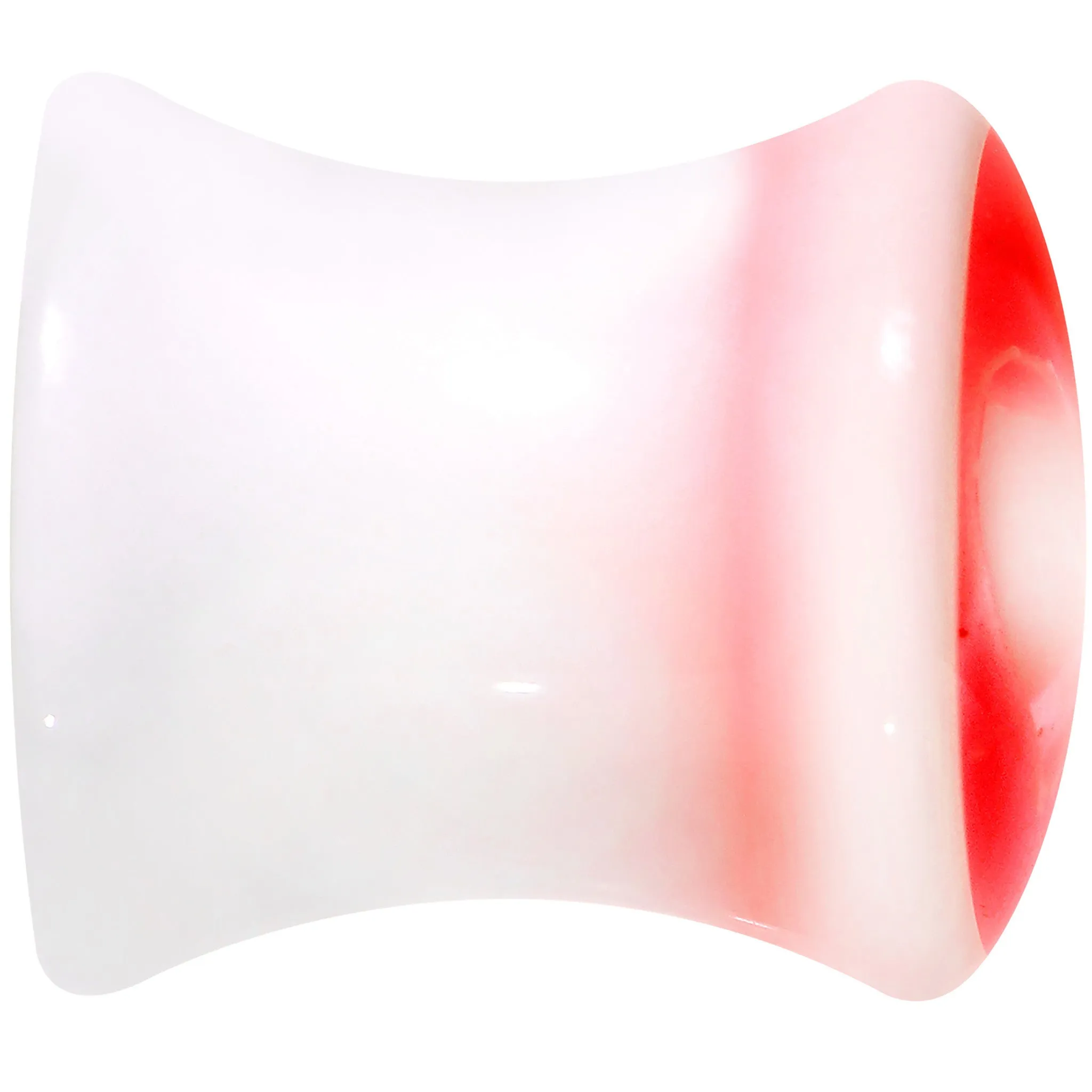 0 Gauge White Red Acrylic Adoring Heart Saddle Plug