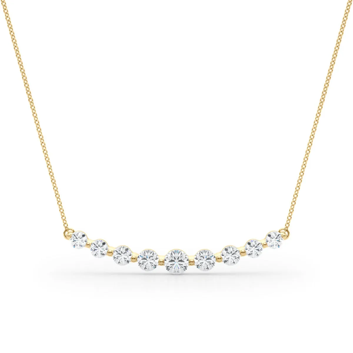 1 Carat Tw 9 Stone Diamond Bar Necklace In 14K Yellow Gold