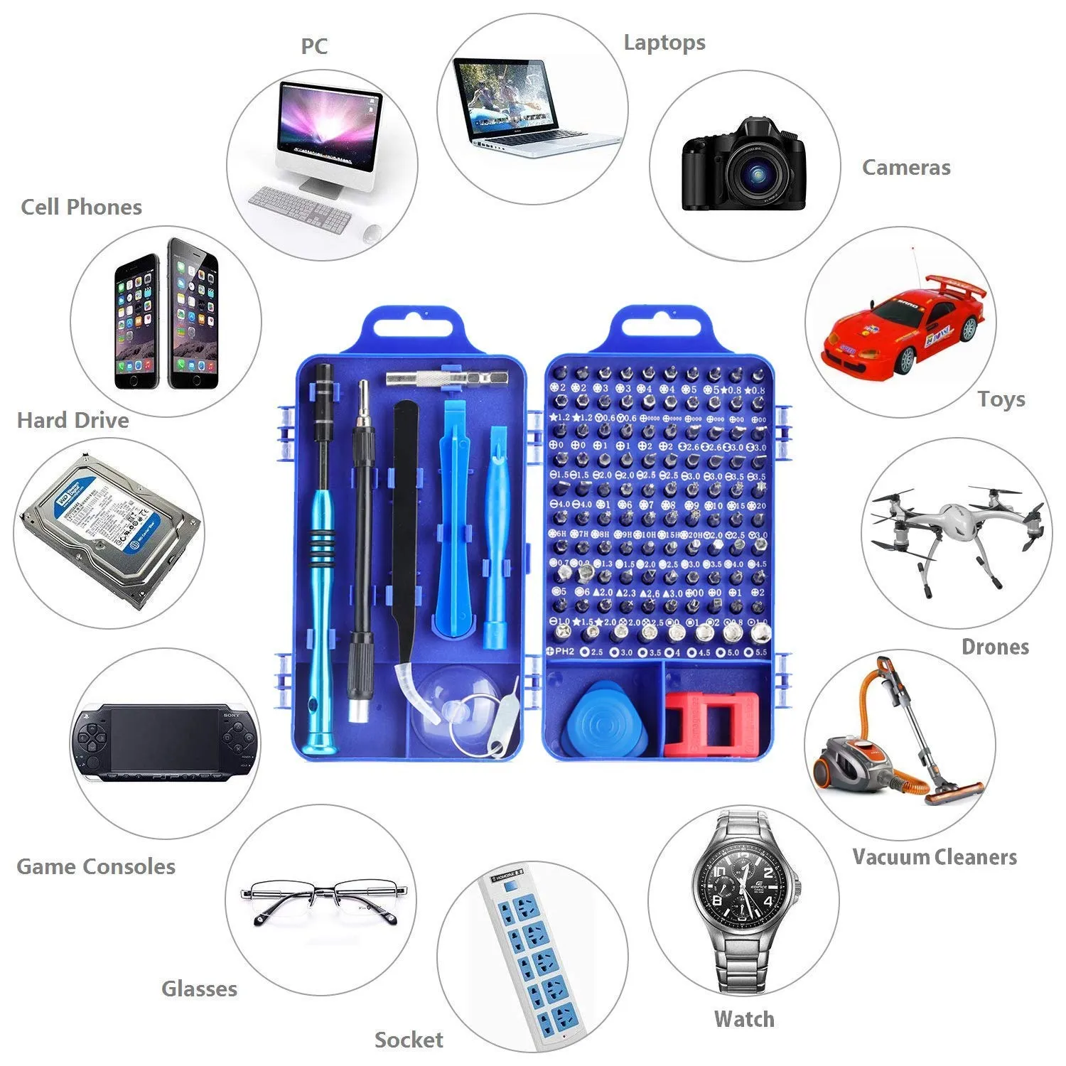 110 in 1 Professional Precision Screwdriver Set / Multi-Function Magnetic Repair Tool Kit