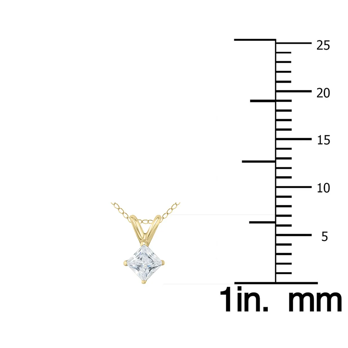 1/7 Carat Princess Diamond Solitaire Pendant In 14K Yellow Gold