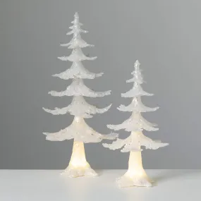 17.5"H and 12.75"H Sullivans Pearlescent Lighted Tree - Set of 2, White