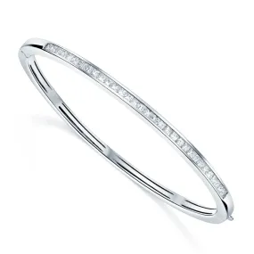 18ct White Gold Channel Set Princess Cut Diamond Bangle