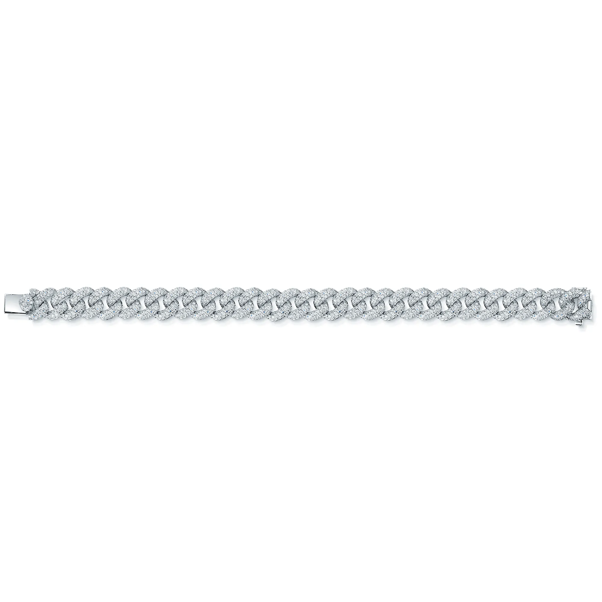 18ct White Gold Full Diamond Set Curb Bracelet