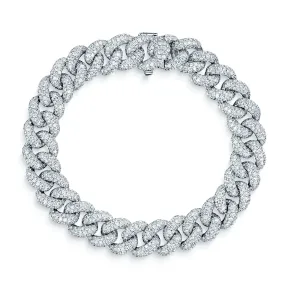 18ct White Gold Full Diamond Set Curb Bracelet