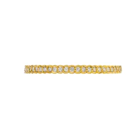 18K YELLOW GOLD SCALLOP WHITE DIAMOND BAND