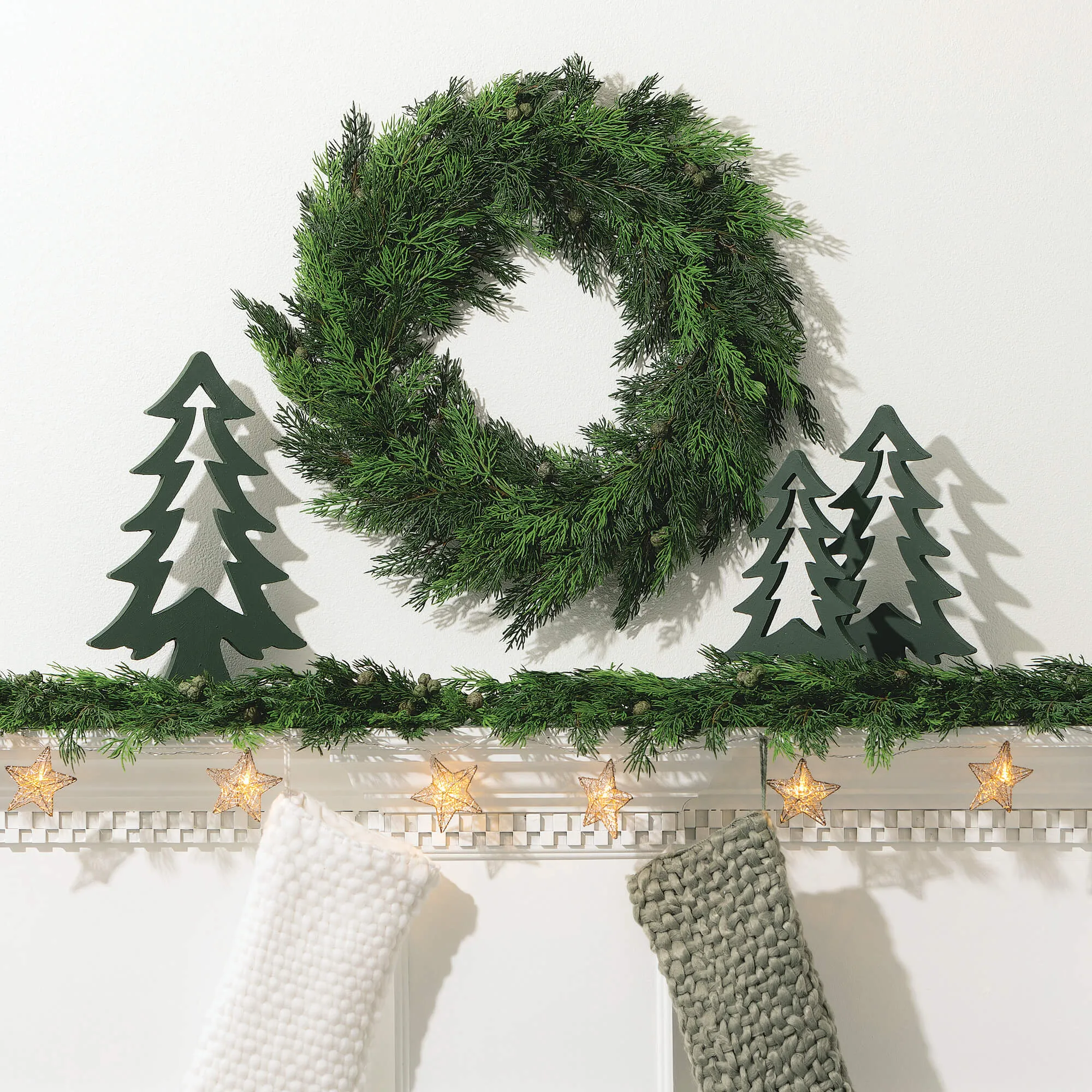 Lush Green Winter Wreath with Cypress & Berry Accents - 23 Inches High - Ideal for Front Door Decor