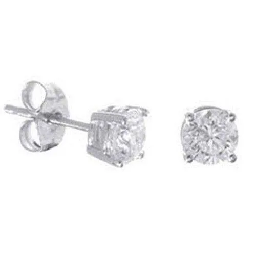 50 Point Half Carat Round Brilliant Diamond Earrings