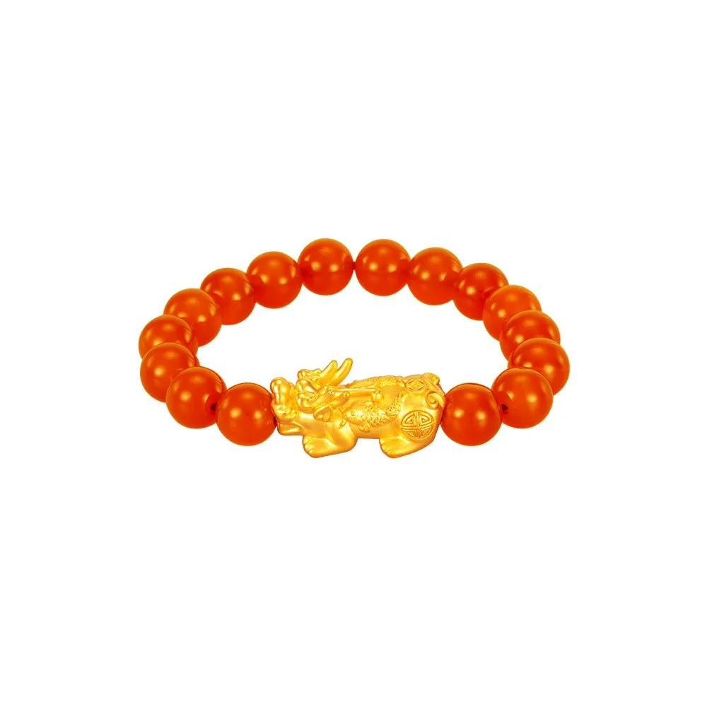 999 Gold Red Agate with Pixiu Bracelet