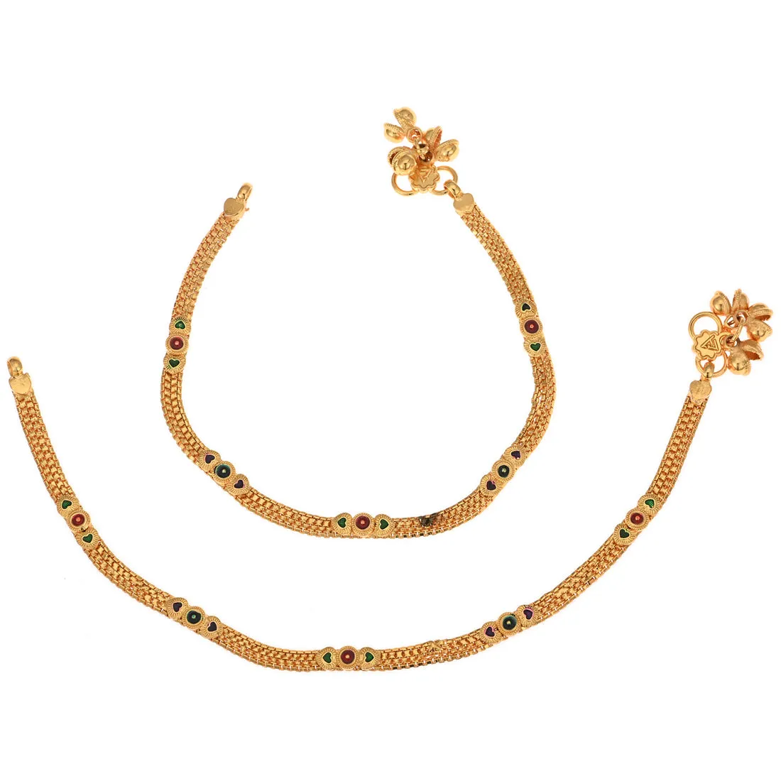 AanyaCentric Gold Plated Traditional Anklets Payal - Classic and Stylish for Women and Girls