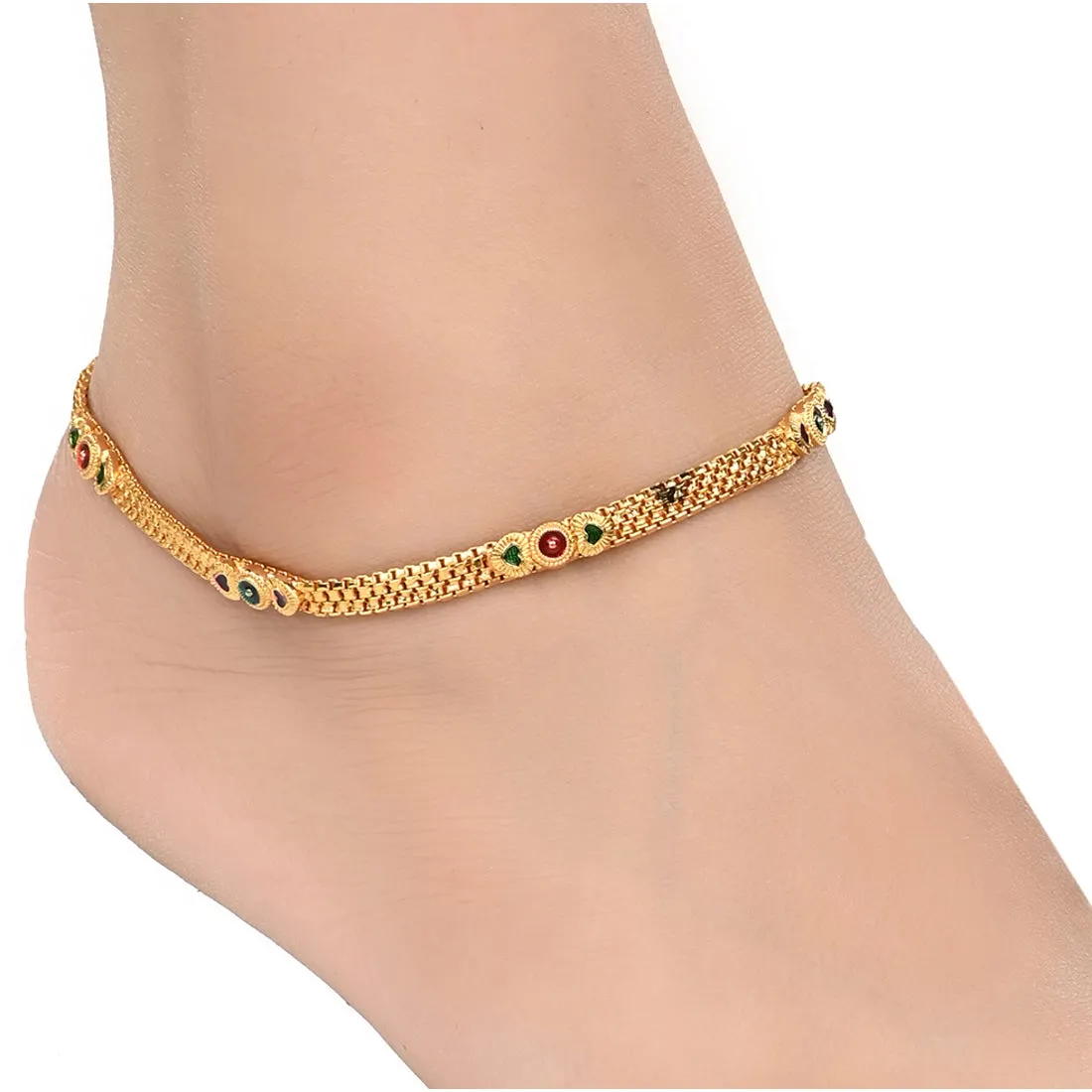 AanyaCentric Gold Plated Traditional Anklets Payal - Classic and Stylish for Women and Girls