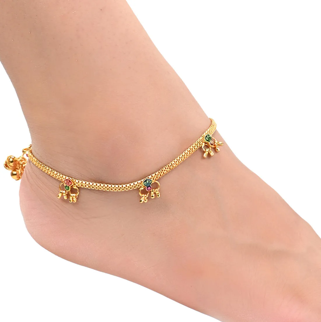 AanyaCentric Gold Plated Traditional Anklets Payal - Classic and Stylish for Women and Girls