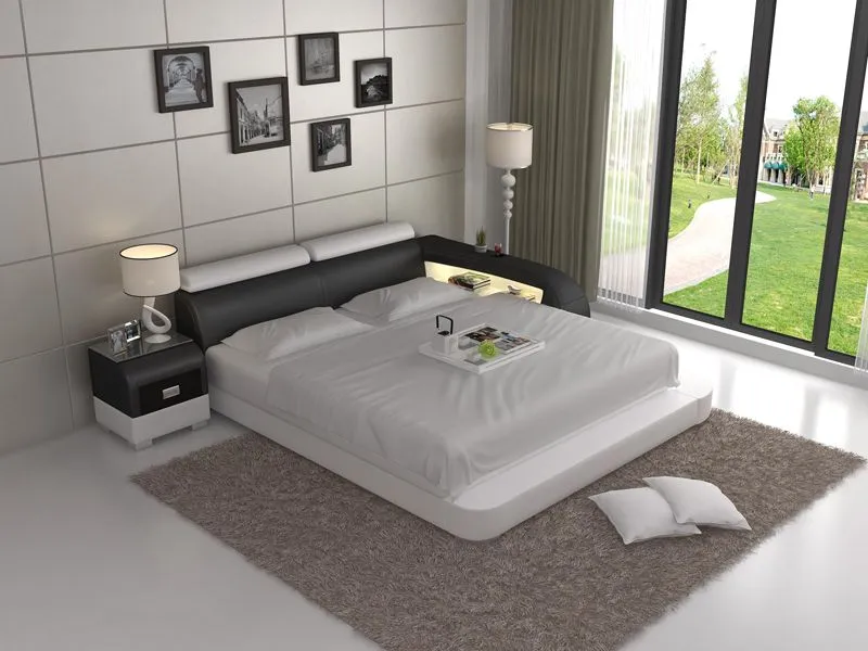 Abilene Modern Leather Bed With Storage