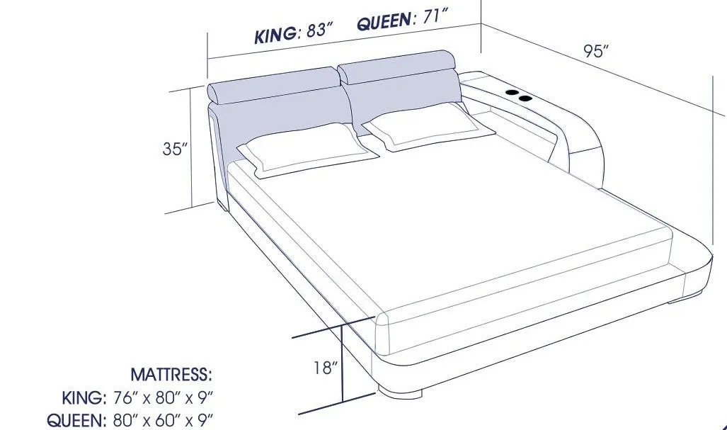 Abilene Modern Leather Bed With Storage