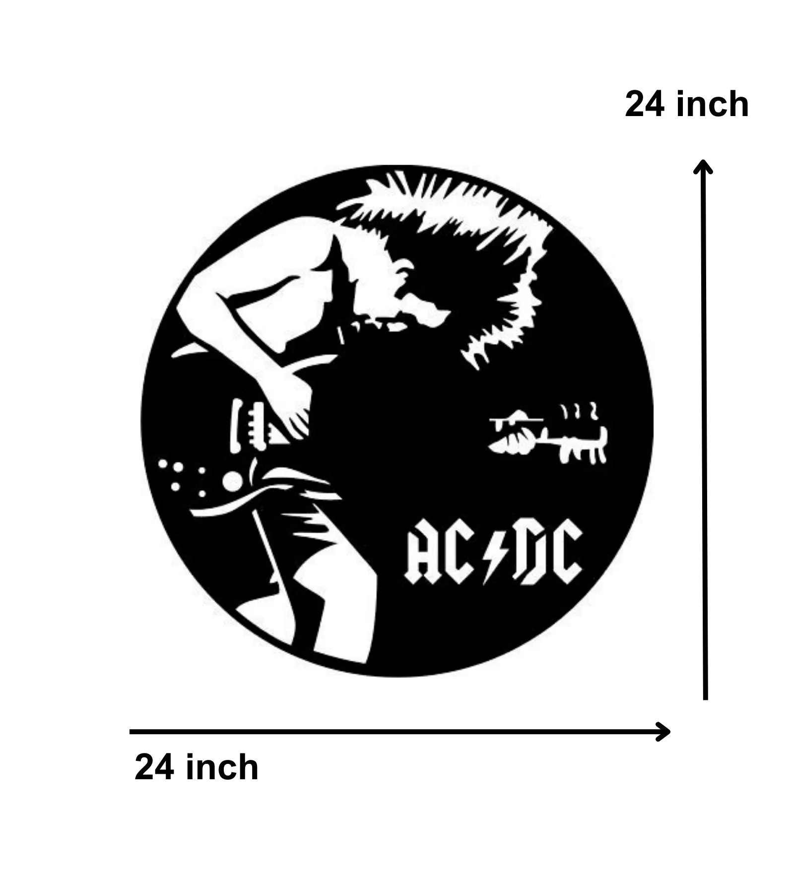 Ac Dc Band Black Mild Steel Metal Wall Art | 24 X 24 inches