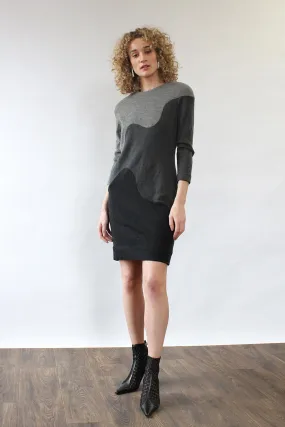 Adele Grayscale Wool Dress M/L