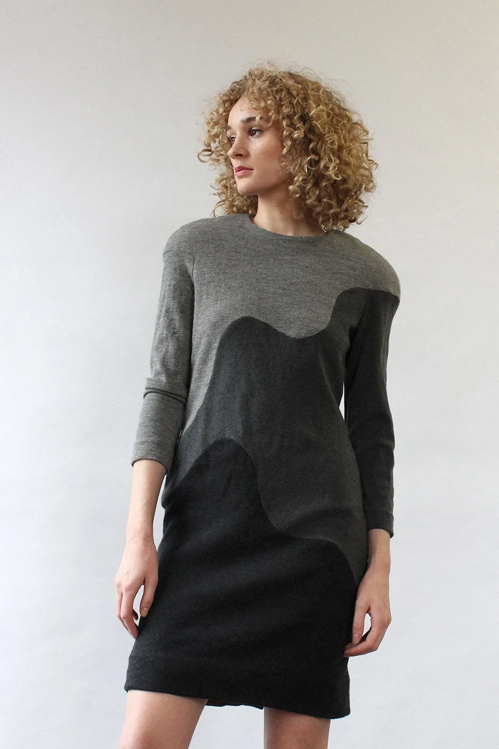 Adele Grayscale Wool Dress M/L