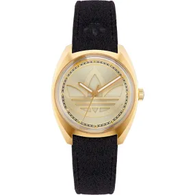 Adidas Originals Black Leather Strap Unisex Watch AOFH22513