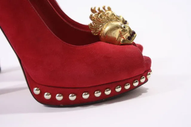 ALEXANDER MCQUEEN Suede Skull Heels