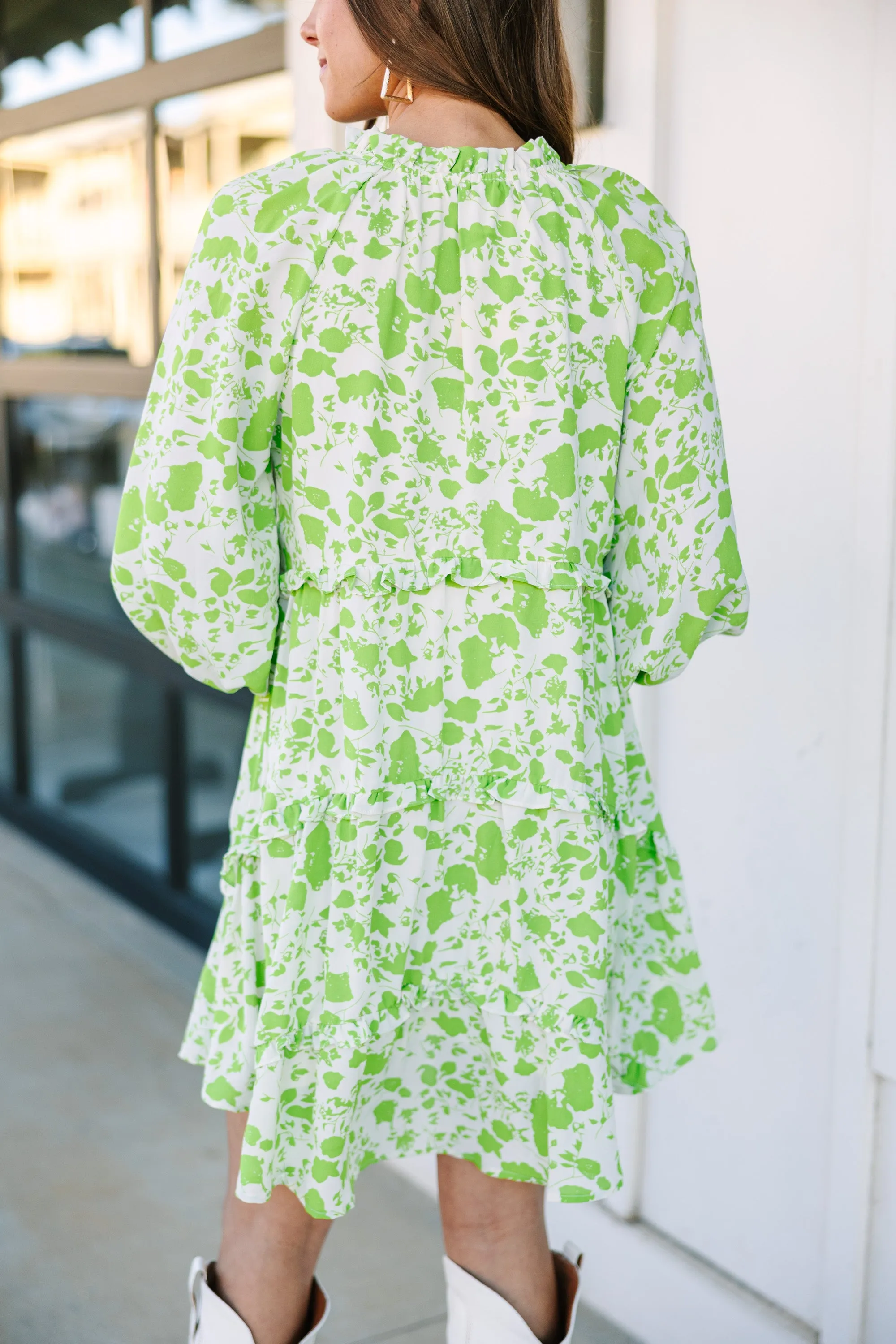 All That You Know Apple Green Floral Dress