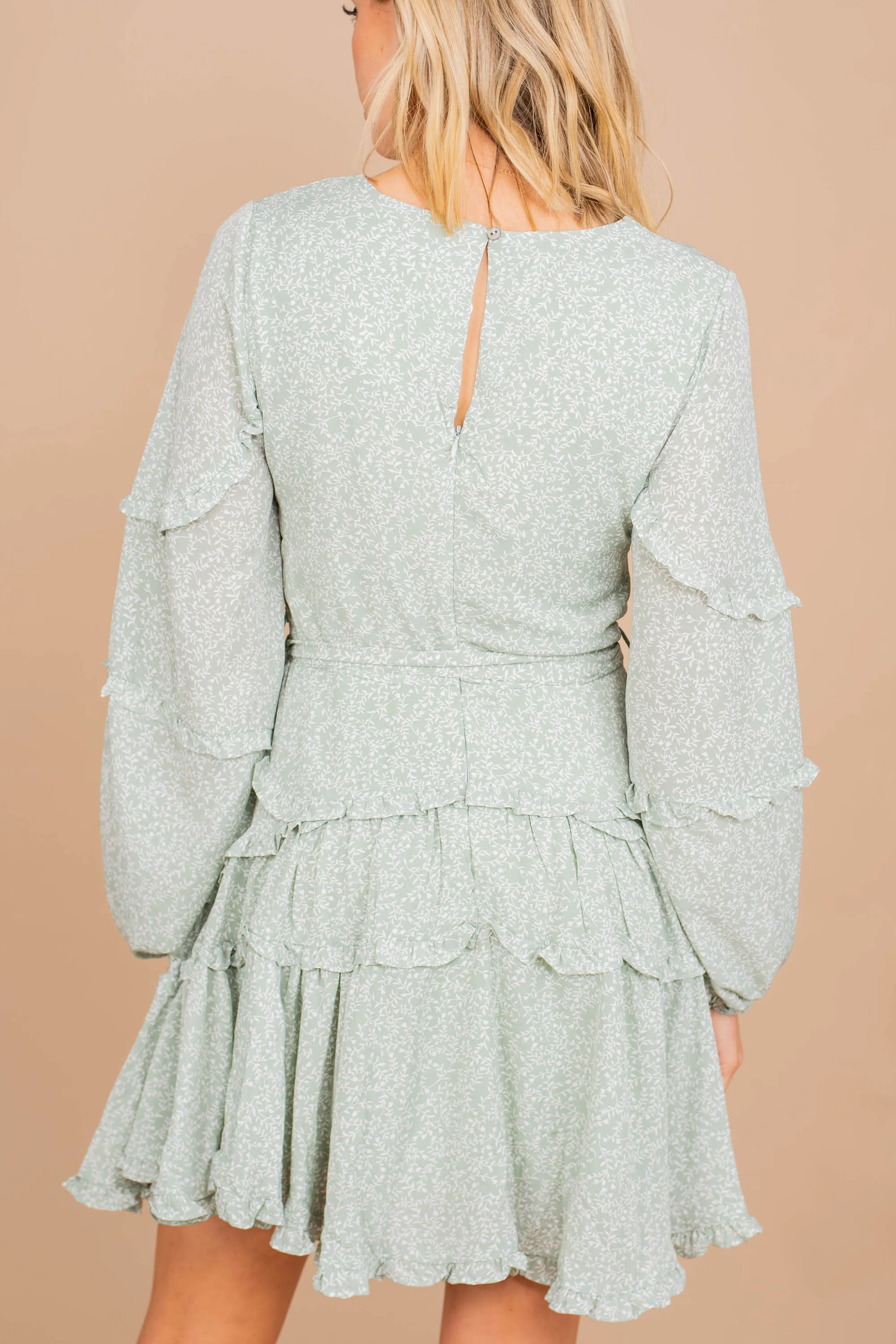 All That You Love Sage Green Ditsy Floral Dress