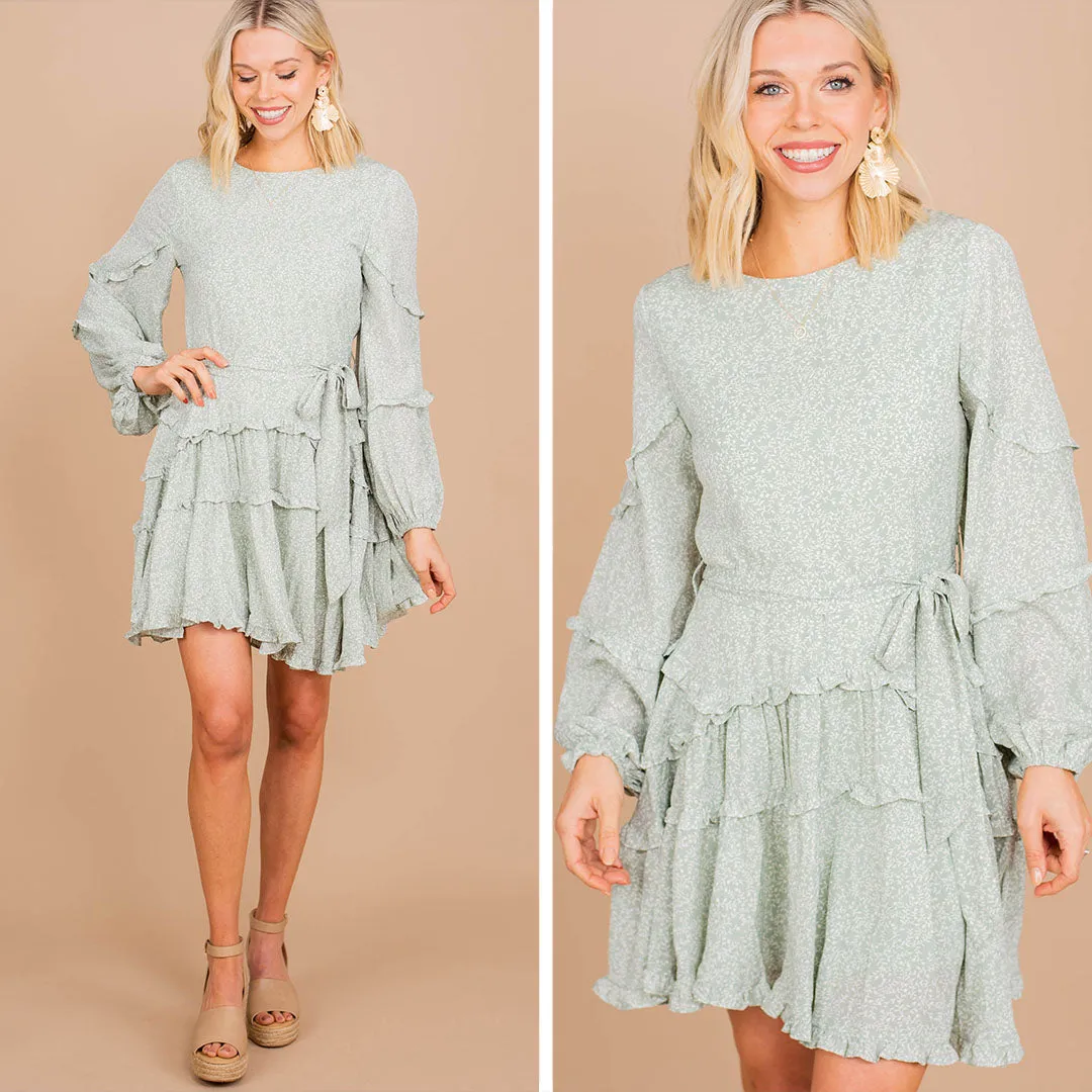 All That You Love Sage Green Ditsy Floral Dress