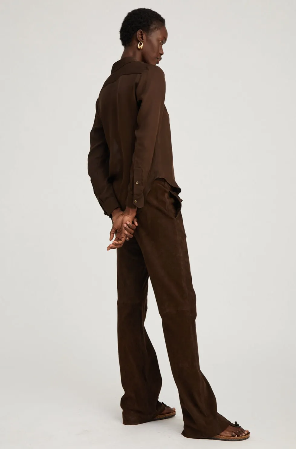 Americano Suede Drawstring Straight Leg Pants