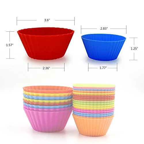 Ankway Muffin Cups - 26 Pack Reusable & Nonstick Silicone Baking Cups Cupcakes Liner(Multicolored)