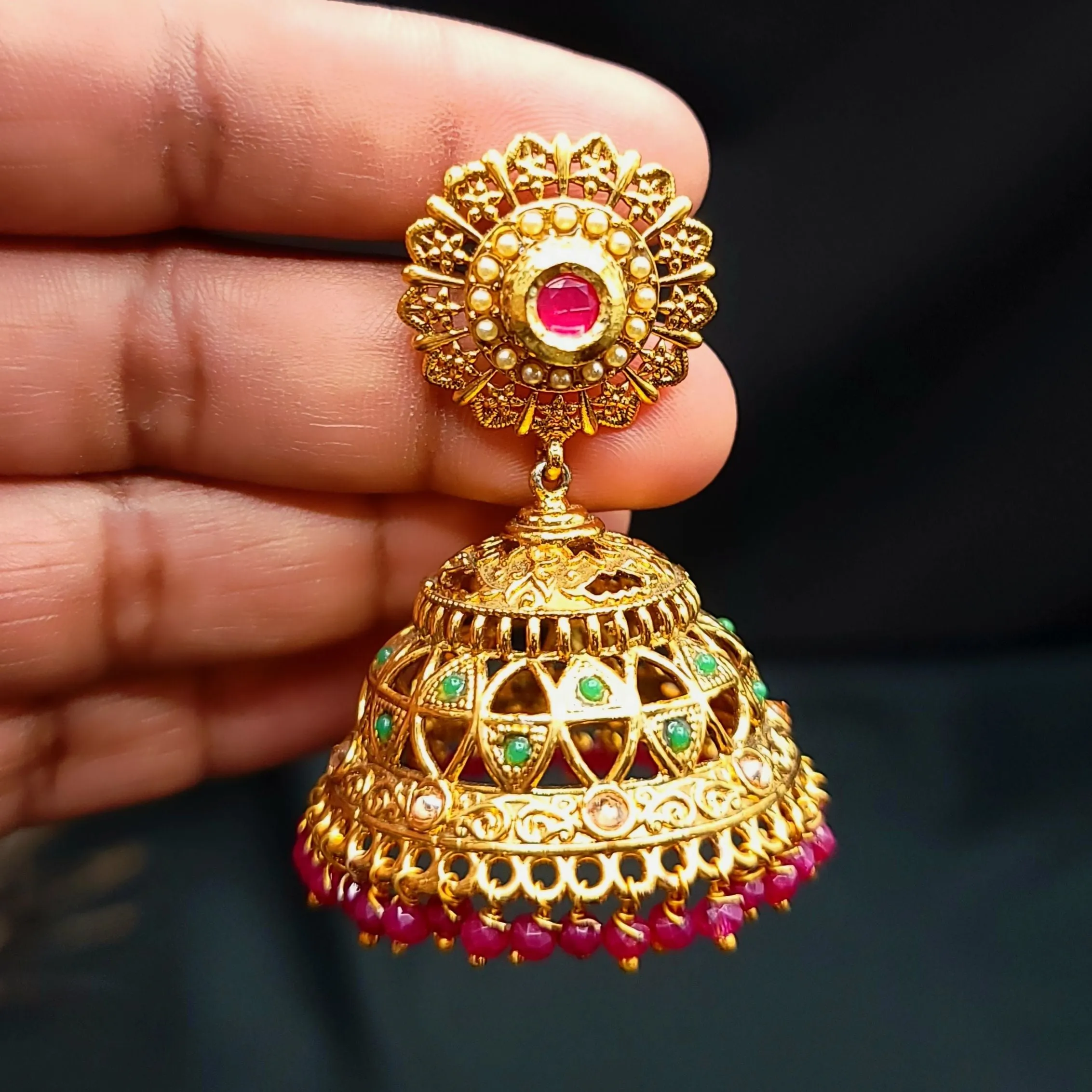 Antique Gold Big Jhumka Earring