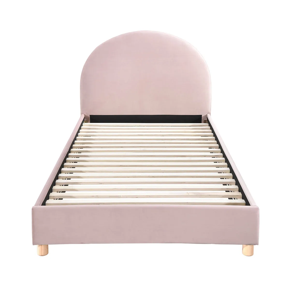 Archie Velvet King Single Bed (Blush)