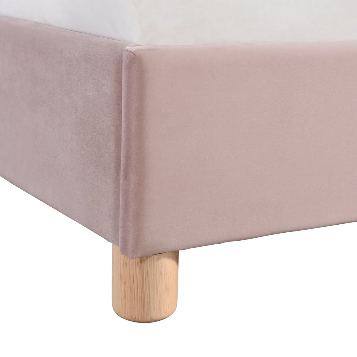 Archie Velvet King Single Bed (Blush)