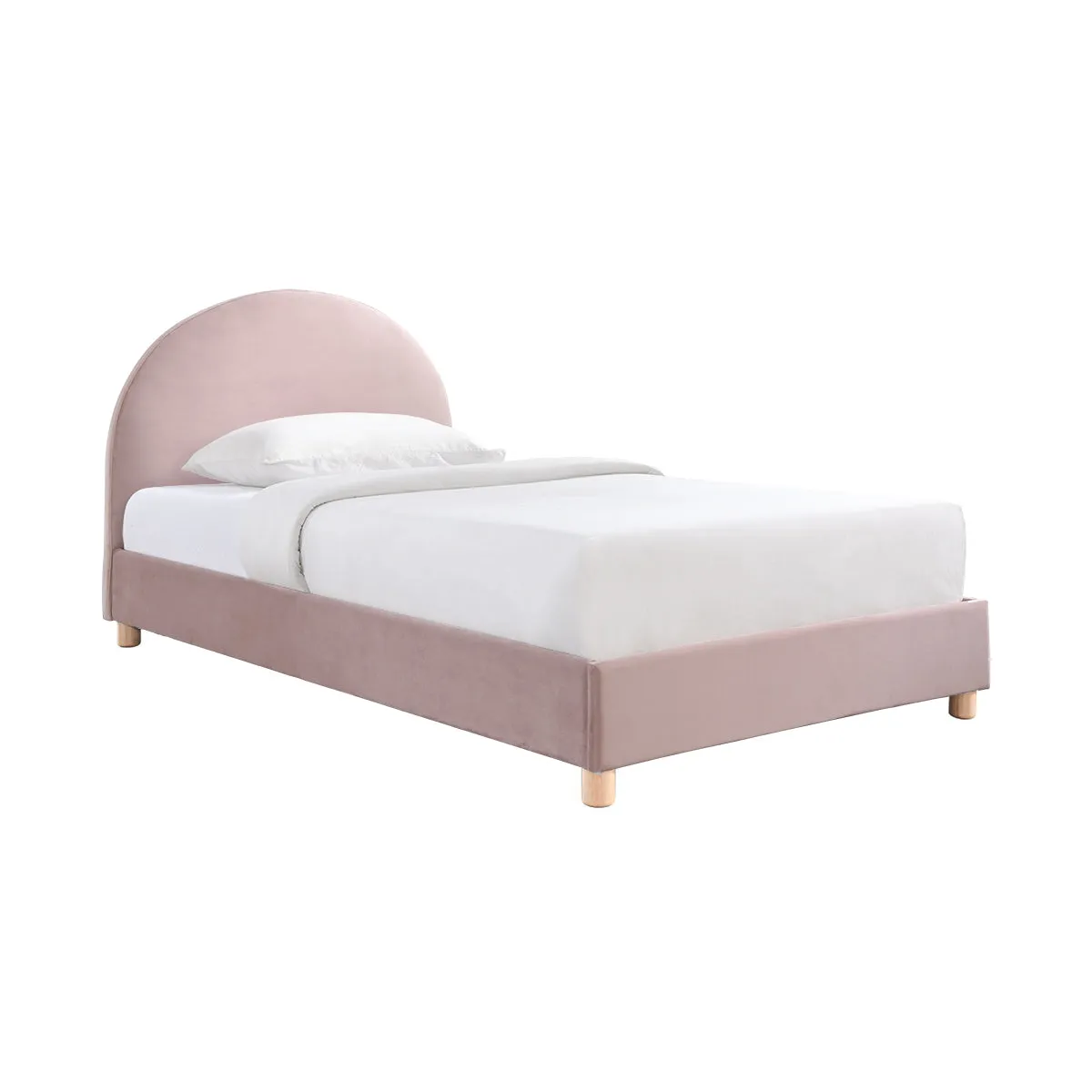 Archie Velvet King Single Bed (Blush)