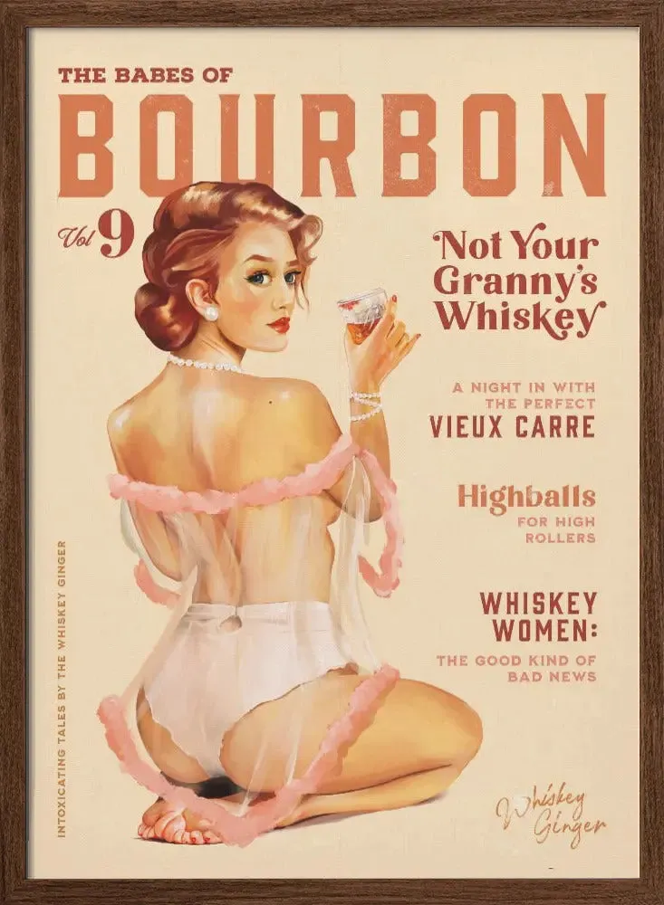 Babes of Bourbon Vol 9 Vintage Whiskey Pinup - Stretched Canvas, Poster or Fine Art Print