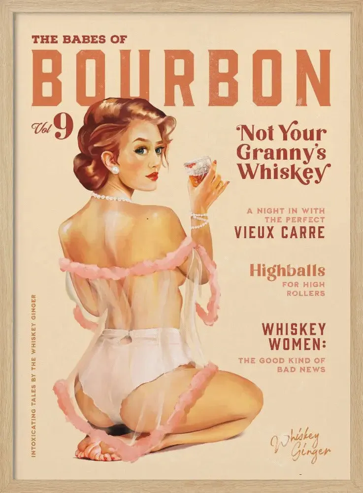 Babes of Bourbon Vol 9 Vintage Whiskey Pinup - Stretched Canvas, Poster or Fine Art Print