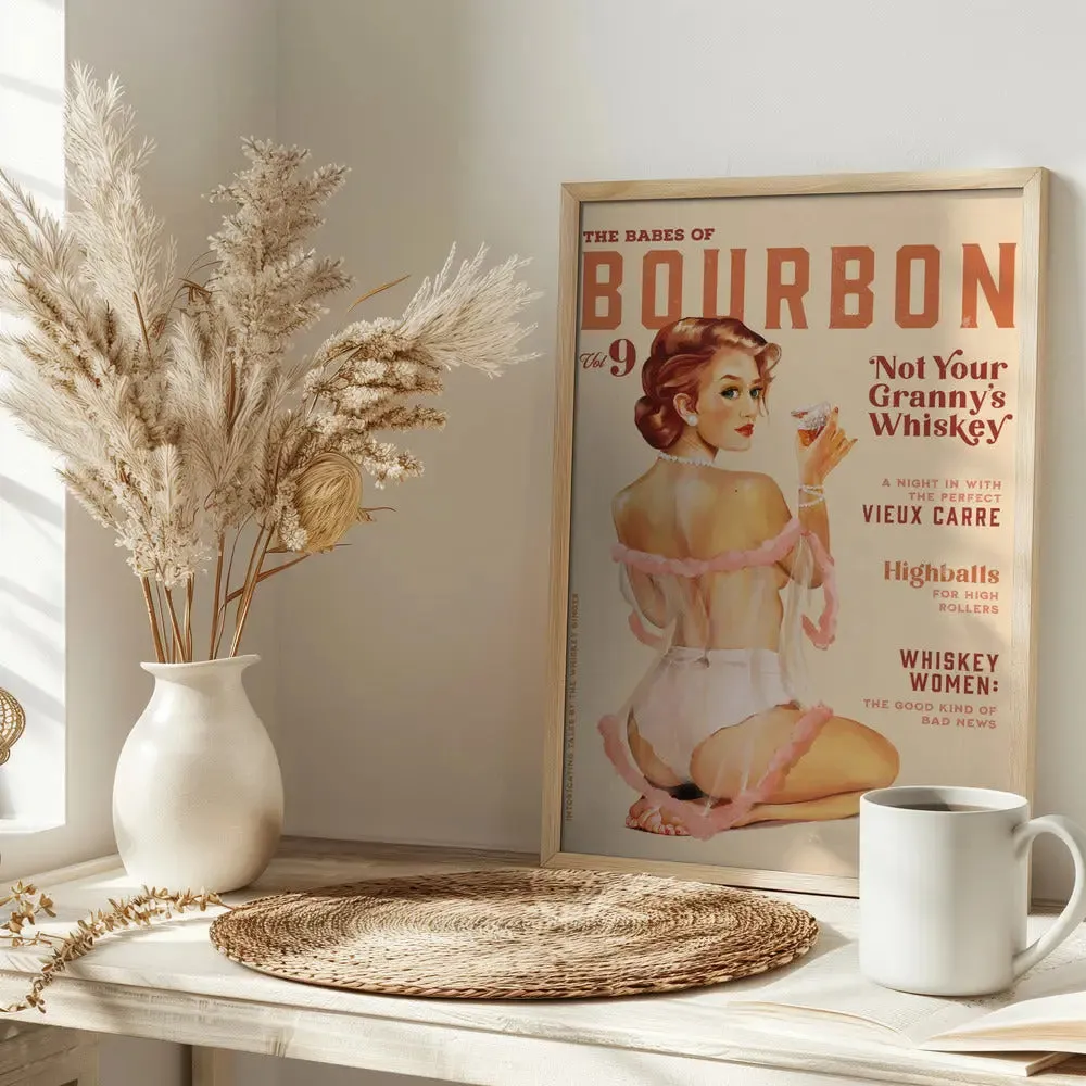 Babes of Bourbon Vol 9 Vintage Whiskey Pinup - Stretched Canvas, Poster or Fine Art Print