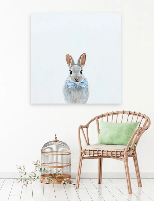 Baby Bunny With Bow Tie Canvas Wall Art