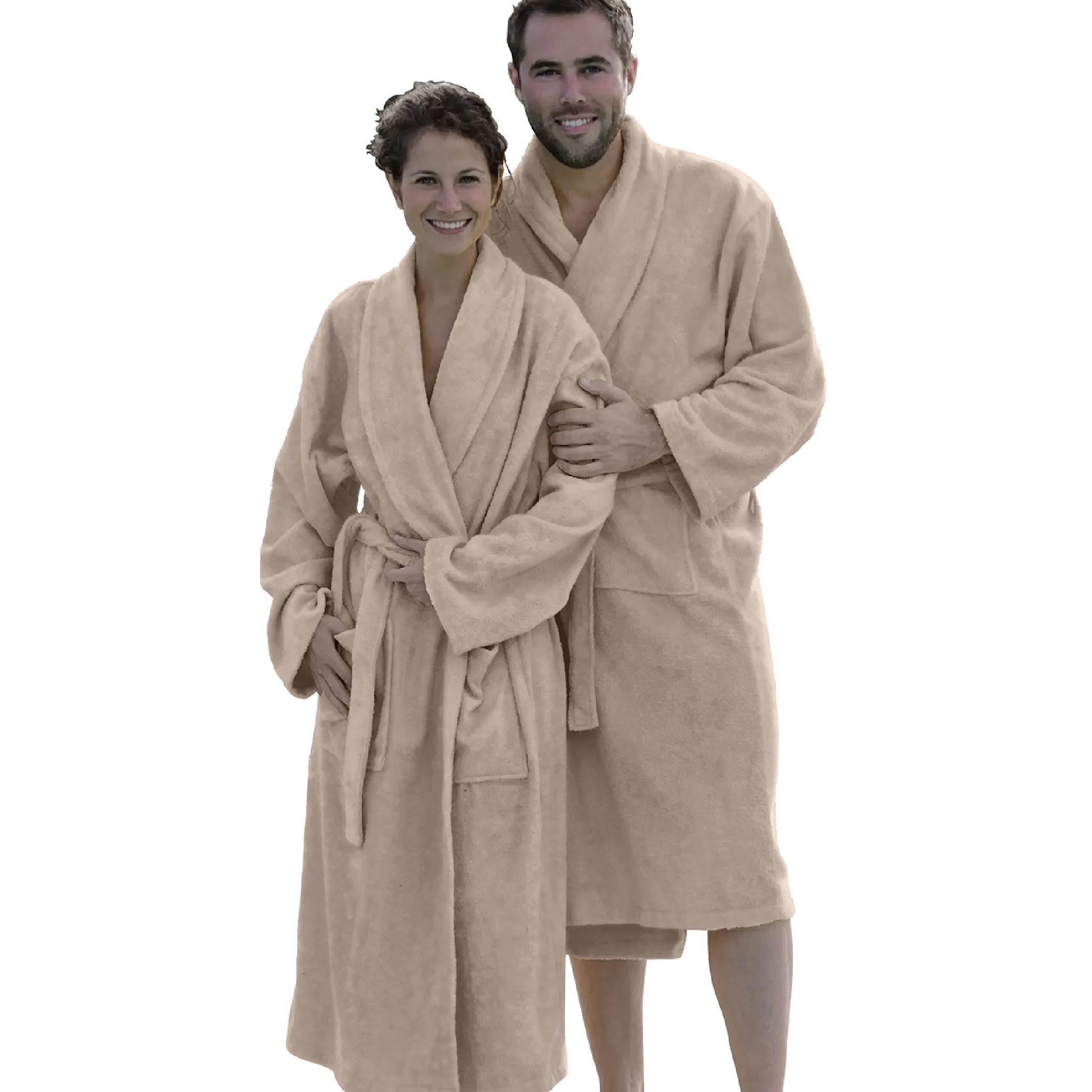 Bath robe with shawl collar