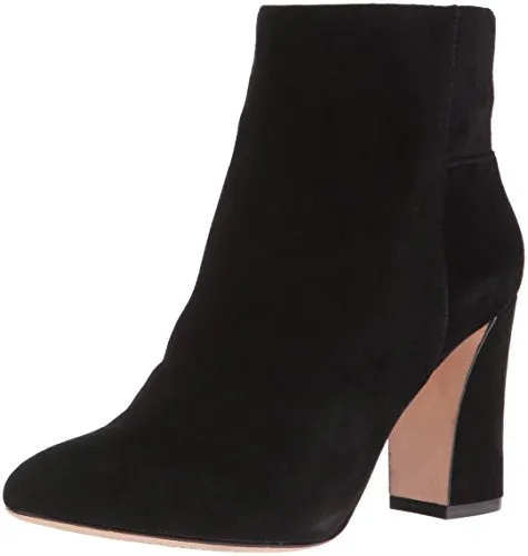 BCBG Blyss Black Suede Thick Heel Chic Block Heeled Rounded Toe Ankle Booties