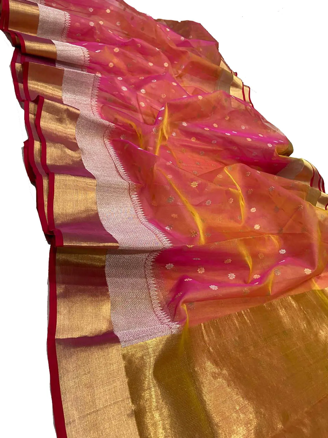 Beautiful Pink Chanderi Handloom Silk Saree