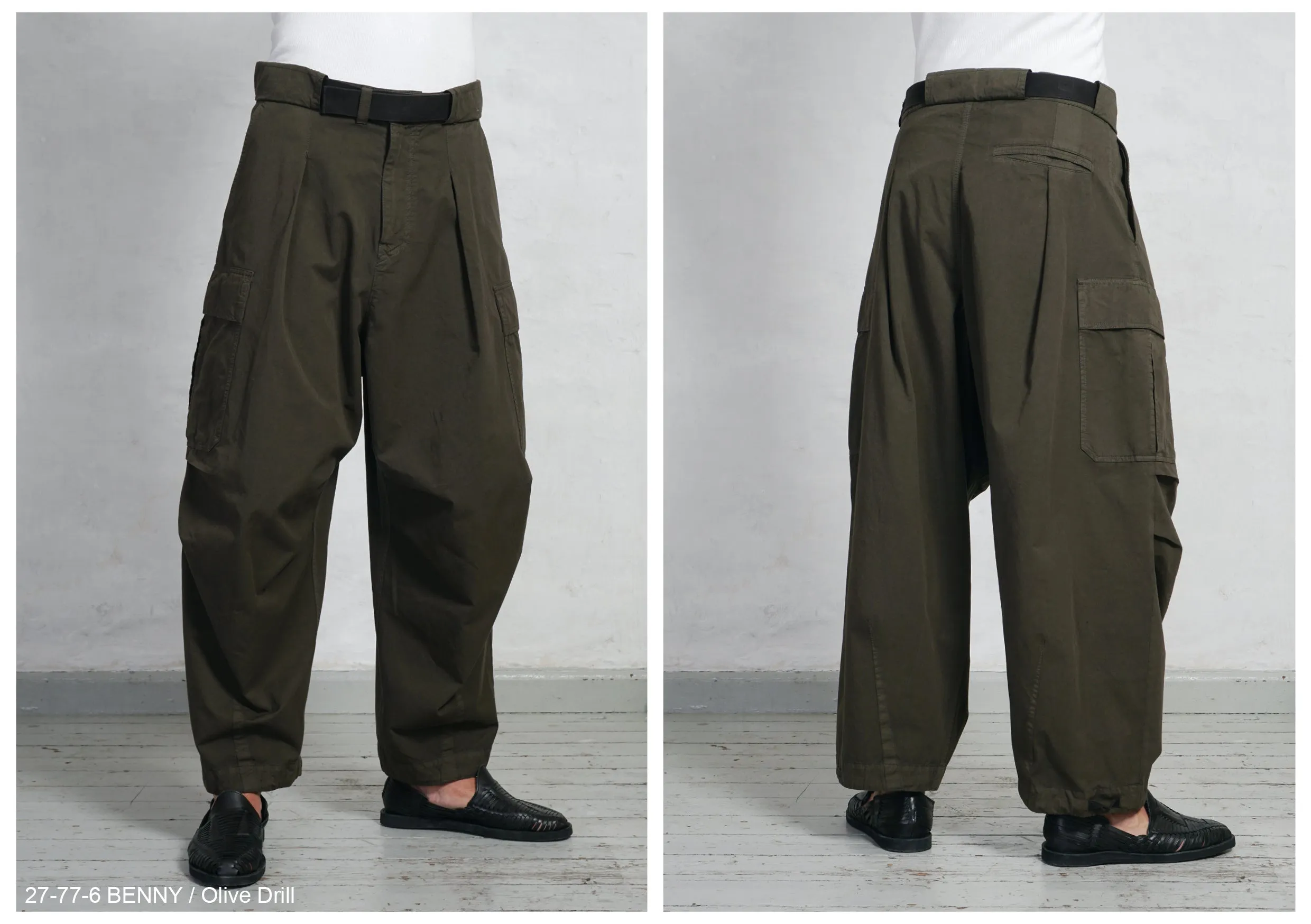 BENNY | Super Wide Ballon Trousers | Olive Drill