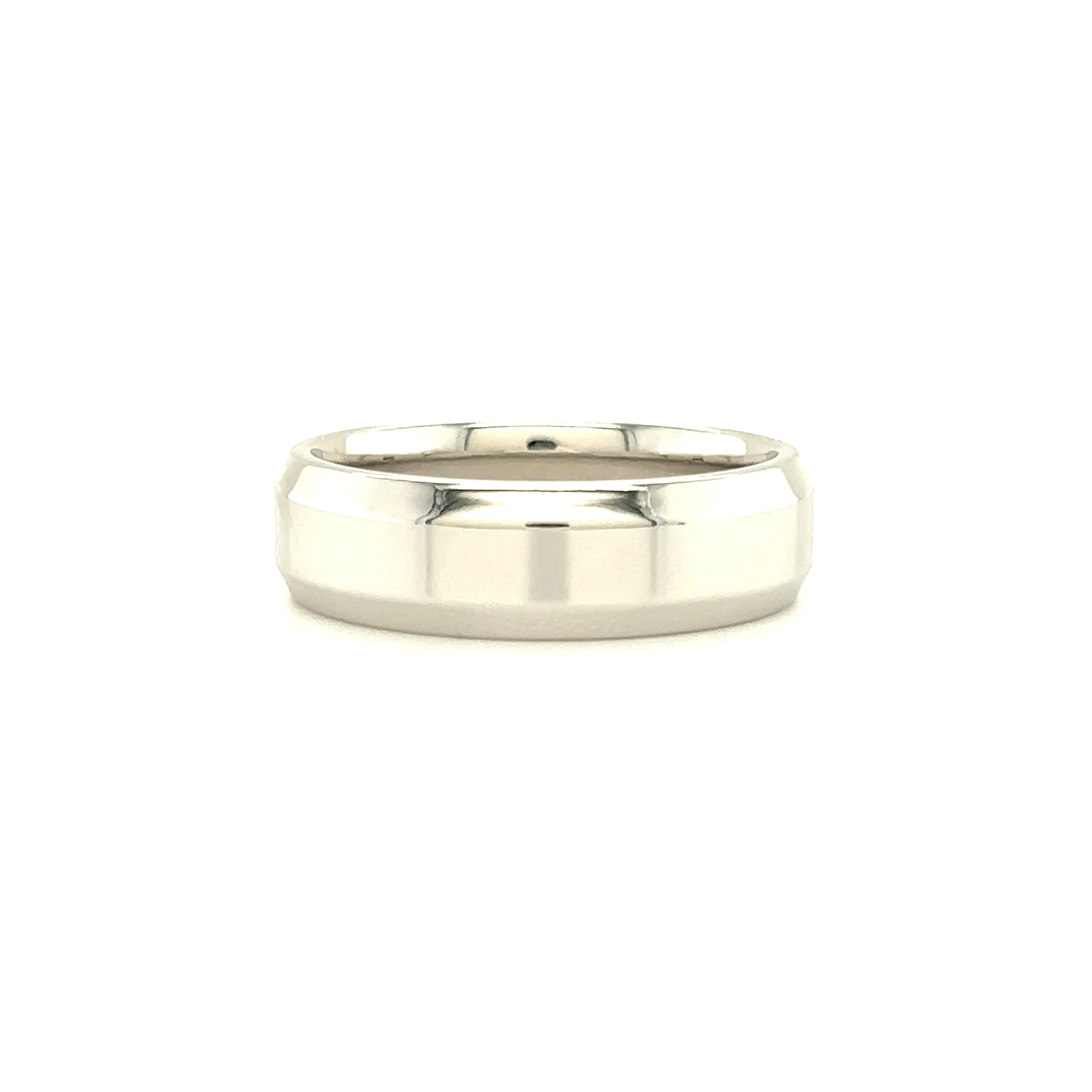 Beveled Edge 5mm Ring with Comfort Fit in 14K White Gold