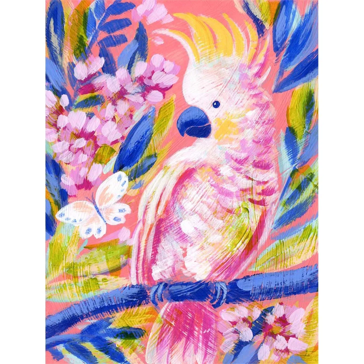 Birdsong In Coral 2 Canvas Wall Art