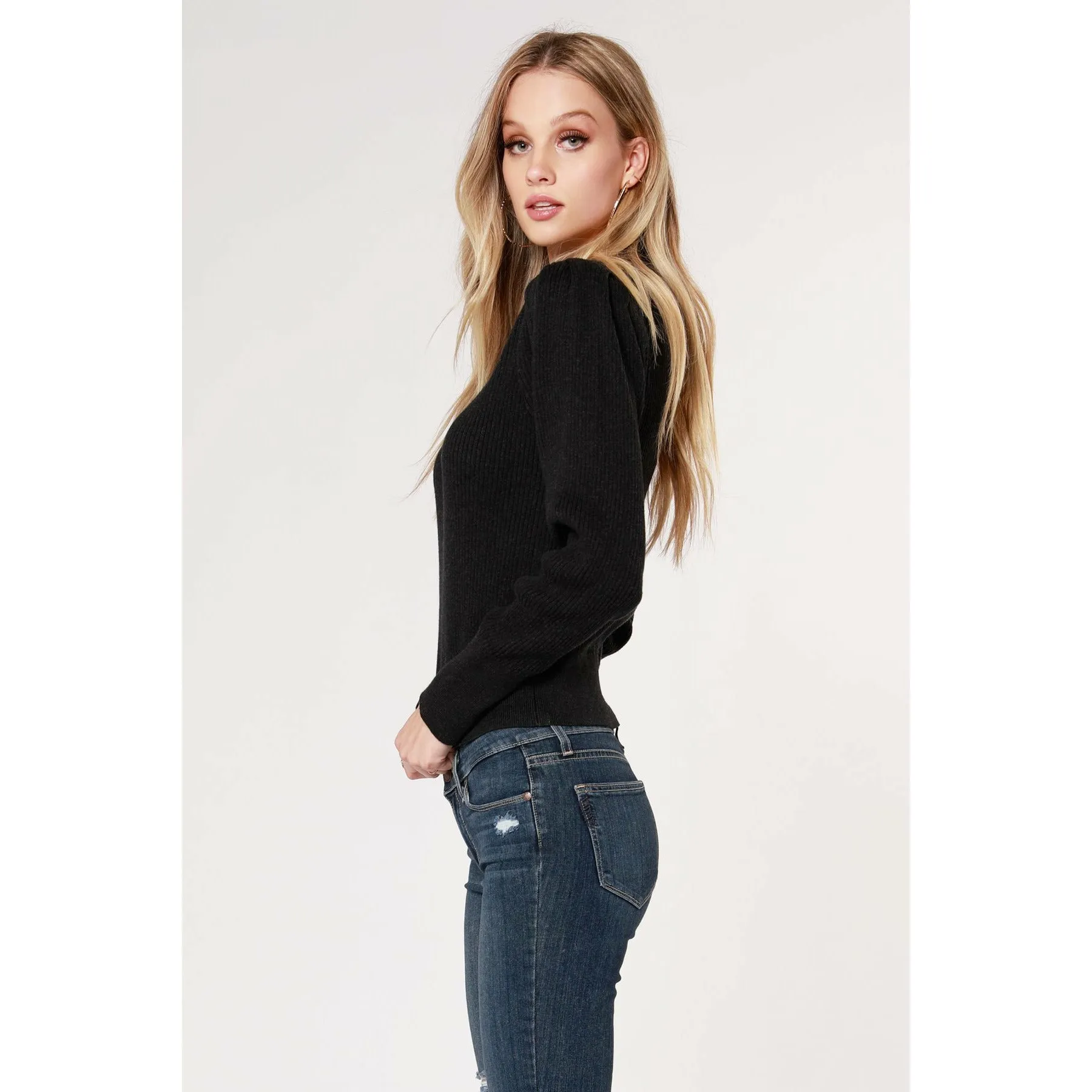 Bishop Pleated Sleeve Sweater