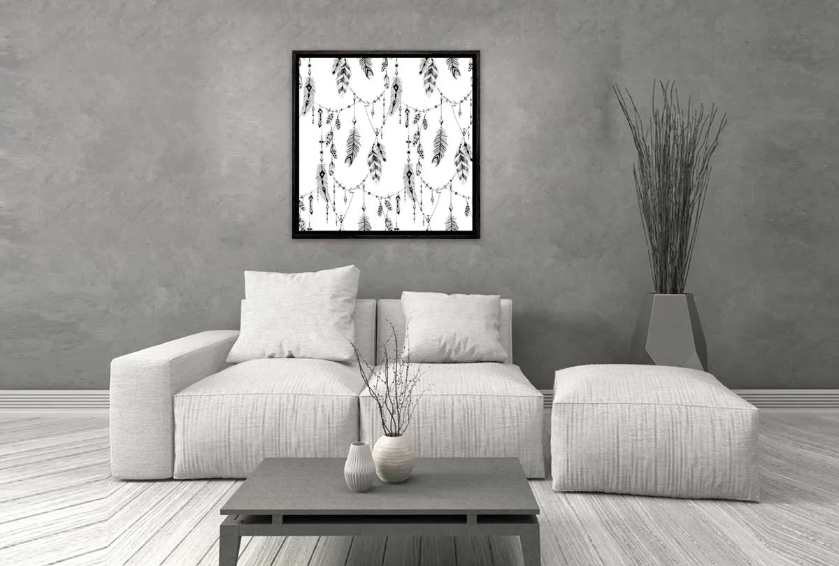 Black Boho Feathers 2 | Canvas Wall Art Print