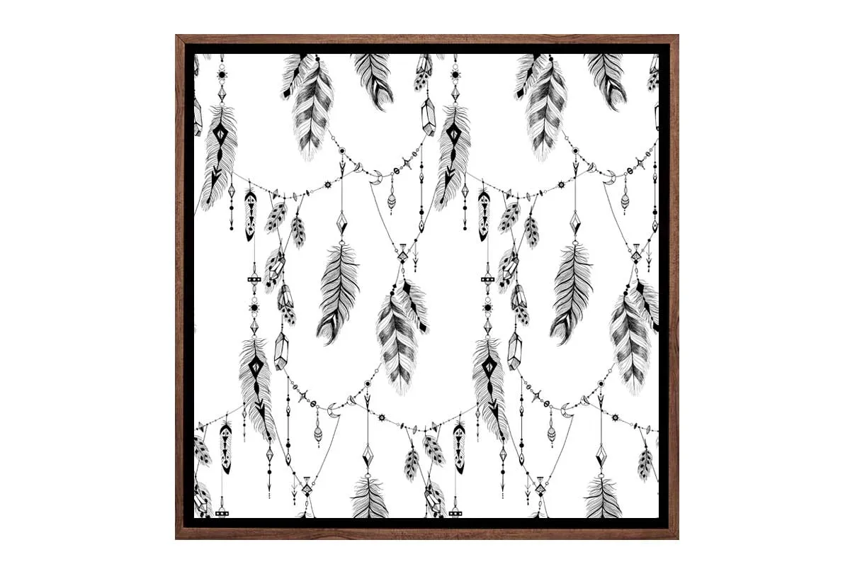 Black Boho Feathers 2 | Canvas Wall Art Print