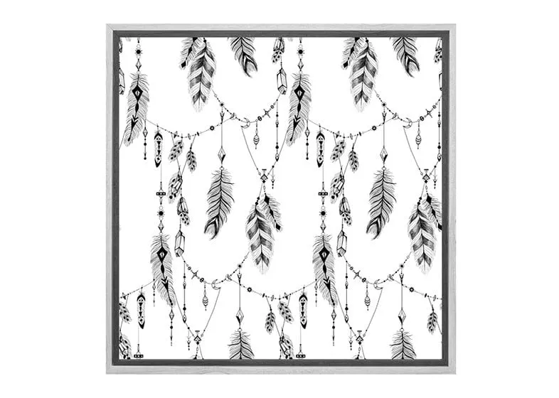 Black Boho Feathers 2 | Canvas Wall Art Print