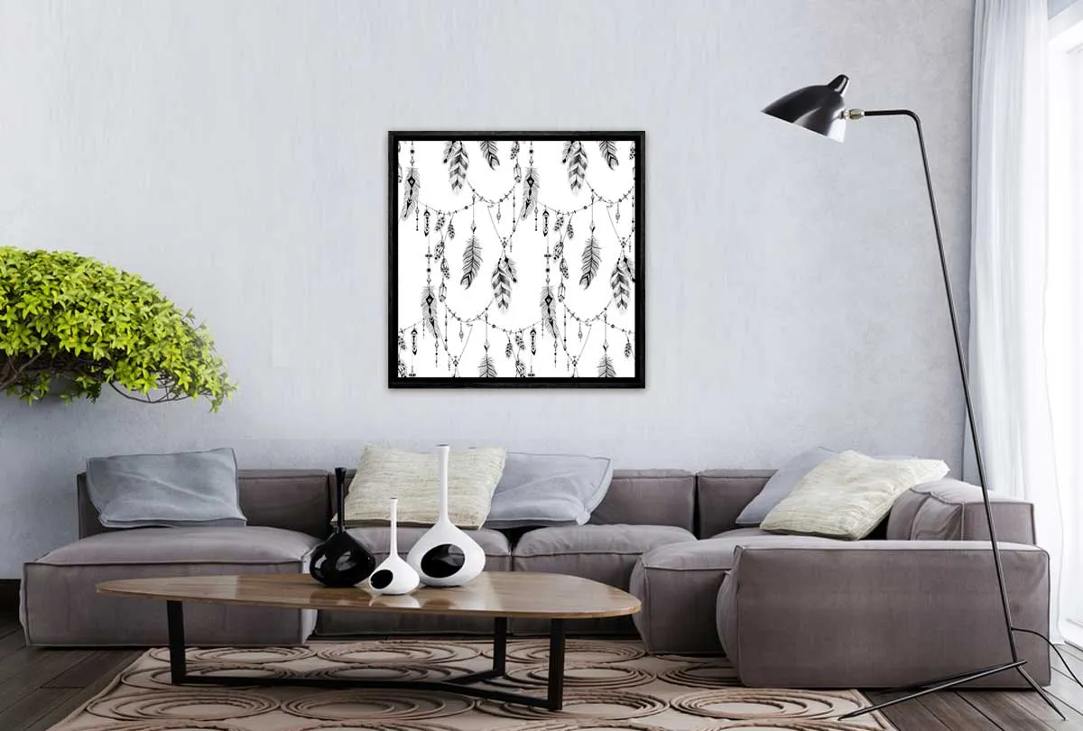 Black Boho Feathers 2 | Canvas Wall Art Print