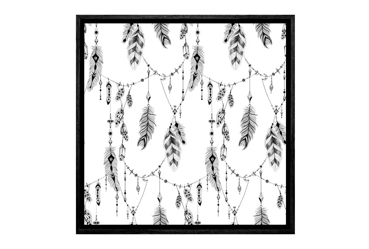 Black Boho Feathers 2 | Canvas Wall Art Print