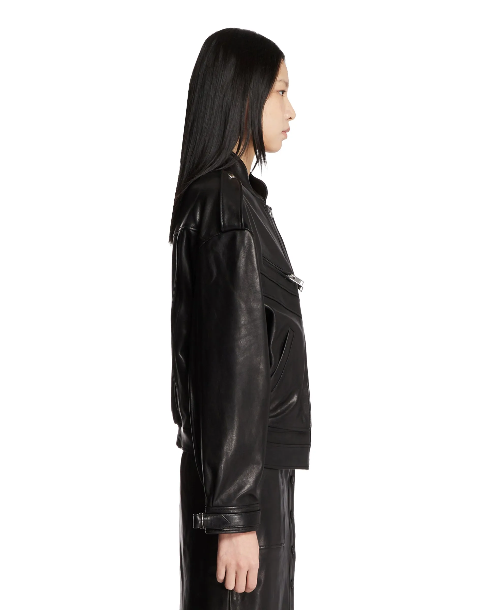 Black Leather Bomber Jacket