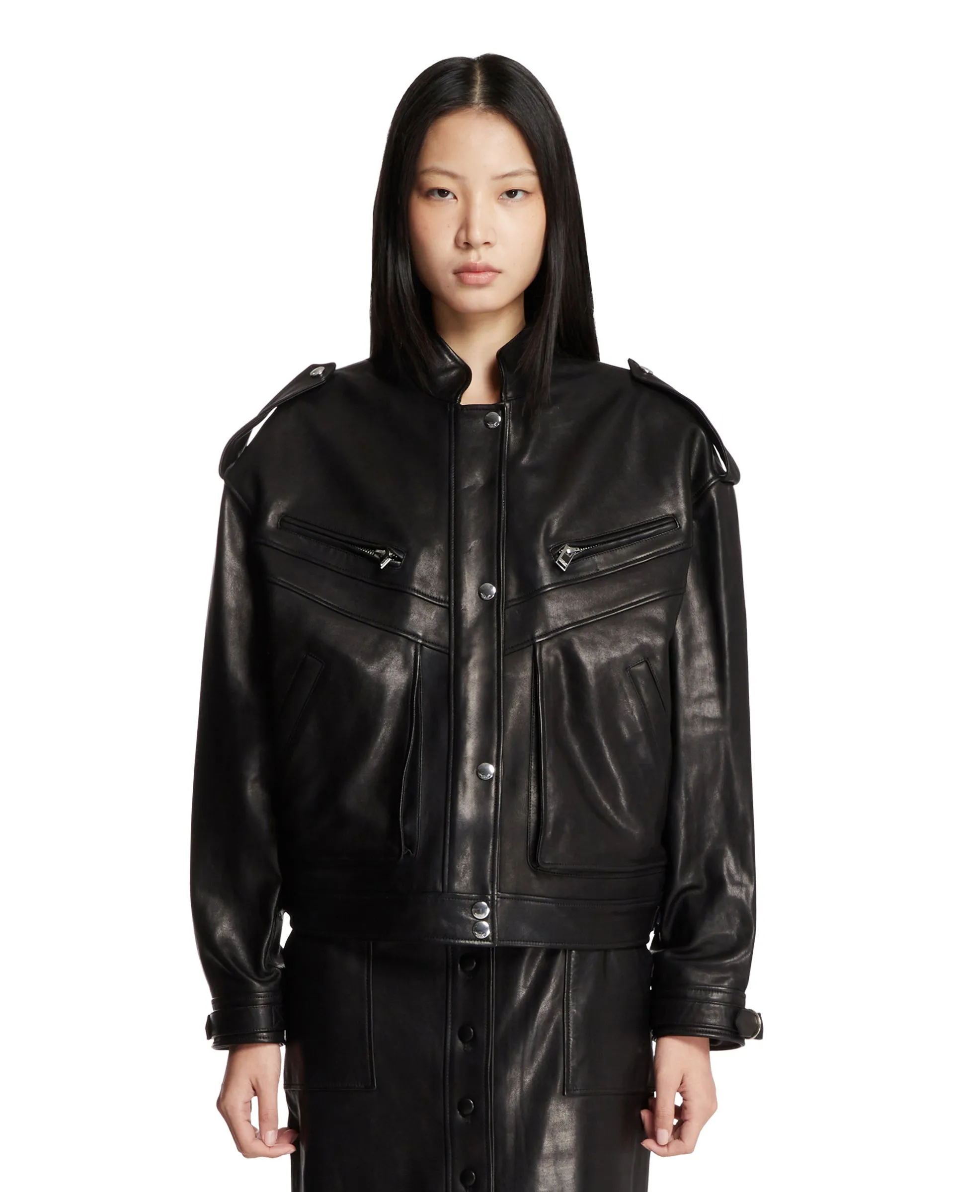 Black Leather Bomber Jacket