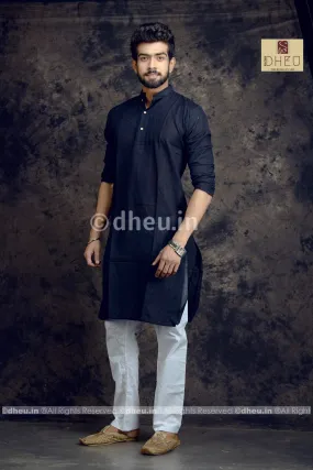 Black Pure Cotton kurta  -Solid Colour